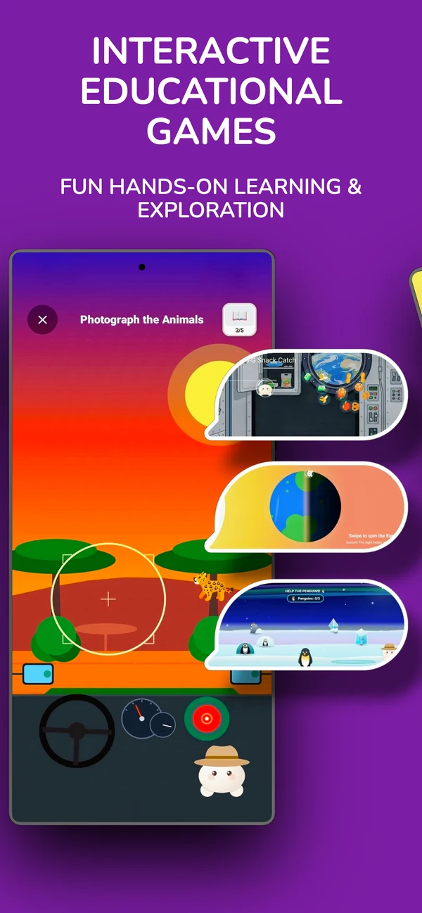 Interactive educational science mini-games for kids