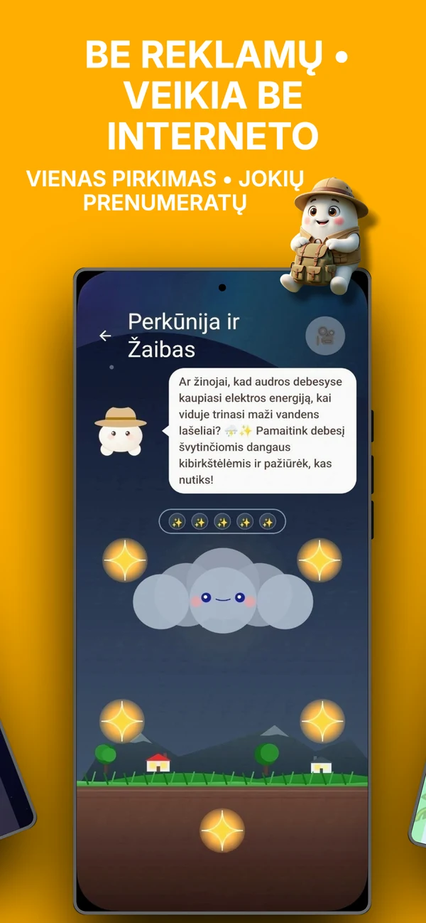 Be reklamų ir veikia be interneto